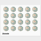 Sticker Rond Rose oeil rose Vintage (Feuille)