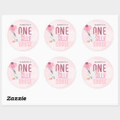 Sticker Rond Rose One Silly Goose 1er anniversaire (Feuille)