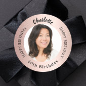 Sticker Rond Rose or blush photo femme anniversaire