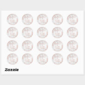 Sticker Rond Rose or Botanique Floral Gris Mariage (Feuille)