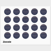 Sticker Rond Rose or confetti marine bleu typographie Merci (Feuille)