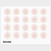 Sticker Rond Rose Or Et Rose Fille Baptême Merci (Feuille)