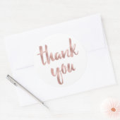 Sticker Rond Rose or merci sticker, police de feuille, rond (Enveloppe)