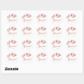 Sticker Rond Rose or parties scintillant rose fleurs gracieuset (Feuille)