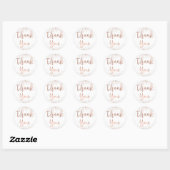 Sticker Rond Rose or rose glam moderne chic Mariage Merci (Feuille)