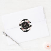 Sticker Rond Rose or rose noir Floral Sweet 16 Anniversaire (Enveloppe)