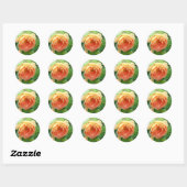Sticker Rond Rose orange (Feuille)