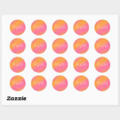 Sticker Rond Rose Orange Blanc Simple Script Monogramme (Feuille)
