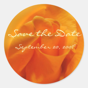 Sticker Rond Rose orange "Enregistrer la date"