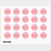 Sticker Rond Rose Orange Grand Monogramme Initiale Personnalisé (Feuille)