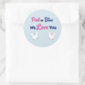 Sticker Rond Rose ou Bleu Nous t'aimons Coussins (Sac)