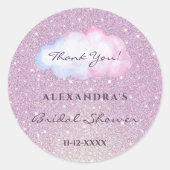 Sticker Rond Rose Pailleté Nuage Branché Remerciement pour une  (Devant)