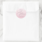 Sticker Rond Rose Pâle Élégant Ombré Script Dix-Seize Ans (Sac)