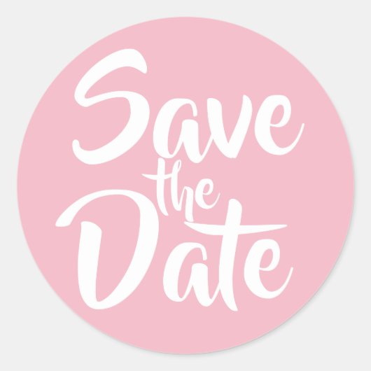Sticker Rond Rose pâle Enregistrer la date (Devant)
