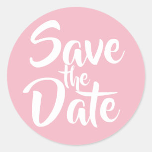 Sticker Rond Rose pâle Enregistrer la date