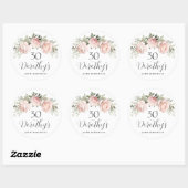 Sticker Rond Rose Pâle Floral 30e Anniversaire (Feuille)