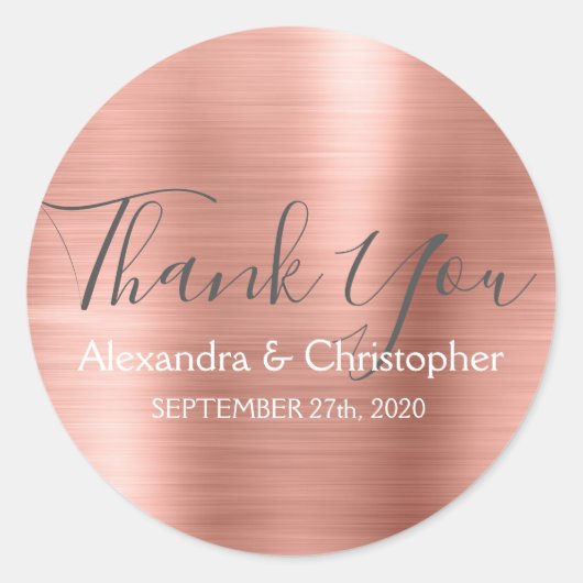 Sticker Rond Rose pâle | Mariage Rose Gold Favor Merci (Devant)