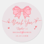 Sticker Rond Rose Pâle Nœud Elle Se Marie Réception de Mariage (Devant)