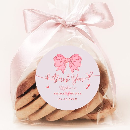 Sticker Rond Rose Pâle Nœud Elle Se Marie Réception de Mariage