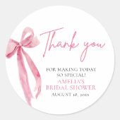 Sticker Rond Rose Pâle Nœud Elle Se Marie Réception de Mariage (Devant)