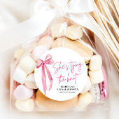 Sticker Rond Rose Pâle Ruban Elle Se Marie Enterrement de Vie d