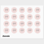Sticker Rond Rose Pâle Script Moderne Argent pour 80e Anniversa (Feuille)