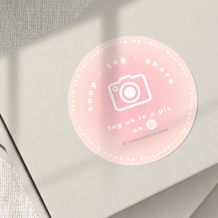 Sticker Rond Rose Pâle Snap Tag Partage Merci Petite Entreprise