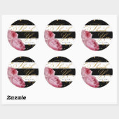 Sticker Rond Rose Parties scintillant Confetti Stripe Moderne F (Feuille)