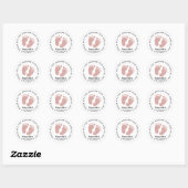 Sticker Rond Rose Parties scintillant or bébé pieds Baby shower (Feuille)