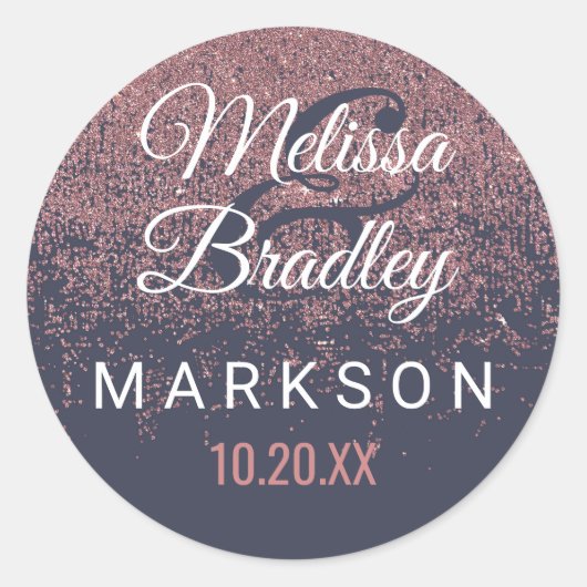 Sticker Rond Rose Parties scintillant or éclabousser marine Mar (Devant)