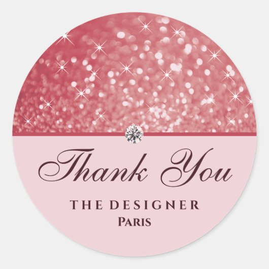 Sticker Rond Rose Parties scintillant or Étoiles étincelles dia (Devant)