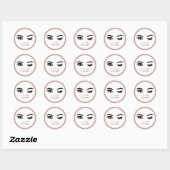 Sticker Rond Rose Parties scintillant or Eyelash Extensions Las (Feuille)