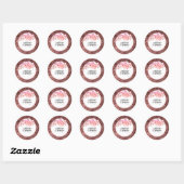 Sticker Rond Rose Parties scintillant or Floral Blush Mariage (Feuille)