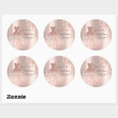 Sticker Rond Rose Parties scintillant or  gouttes robe Quinceañ (Feuille)