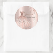 Sticker Rond Rose Parties scintillant or  gouttes robe Quinceañ (Sac)