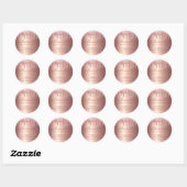 Sticker Rond Rose Parties scintillant or Merci PME (Feuille)