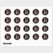 Sticker Rond Rose Parties scintillant or Ombre noir Anniversair (Feuille)