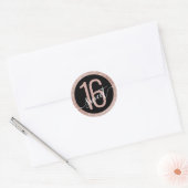 Sticker Rond Rose Parties scintillant or Ombre noir Anniversair (Enveloppe)