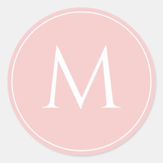 Sticker Rond Rose pastel élégant monogramme initial (Devant)