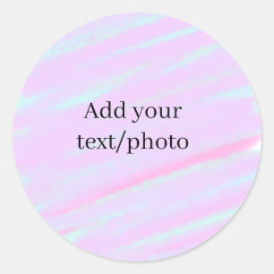 Sticker Rond Rose pastel vert ajouter photo texte aquarelle rét