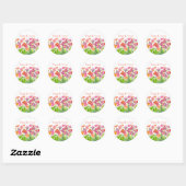 Sticker Rond Rose Peach Purple Aquarelle Fleurs Merci (Feuille)