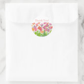Sticker Rond Rose Peach Purple Aquarelle Fleurs Merci (Sac)