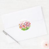 Sticker Rond Rose Peach Purple Aquarelle Fleurs Merci (Enveloppe)