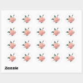 Sticker Rond Rose (Pêche) - Belle nature (Feuille)