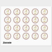 Sticker Rond Rose Personnalisé 2e anniversaire Rose or (Feuille)