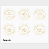 Sticker Rond Rose personnalisé Gold Mariage Décor Favoriser (Feuille)