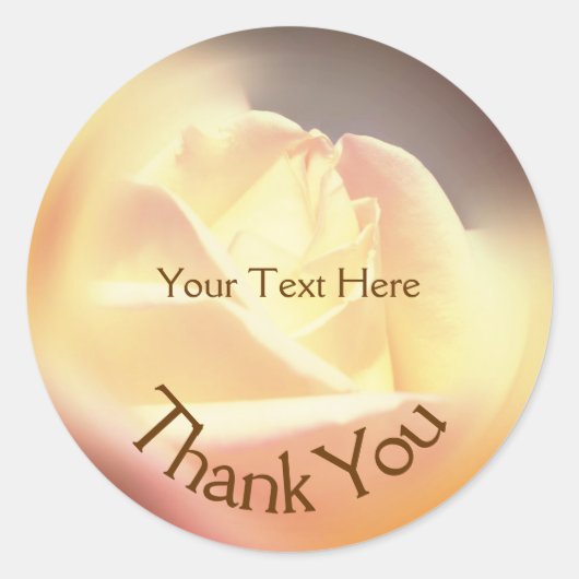 Sticker Rond Rose Pétales Fleur Merci Personnalisé (Devant)