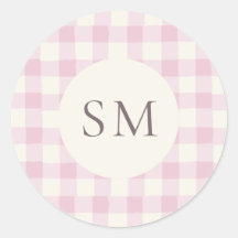 Rose Pink Gingham Personalized Monogram