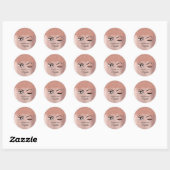Sticker Rond Rose Pink Gold Eyelashes Dripping Glitter (Feuille)