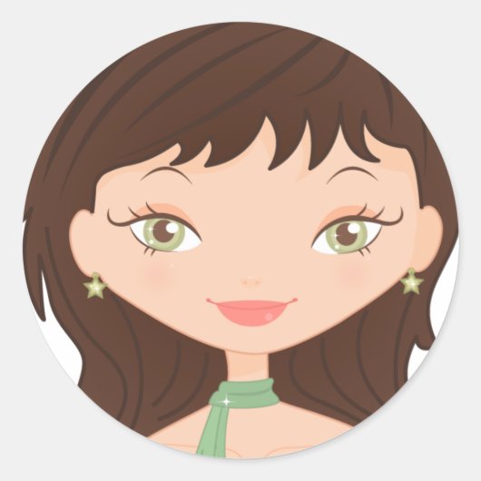 Sticker Rond Rose poupée (Devant)